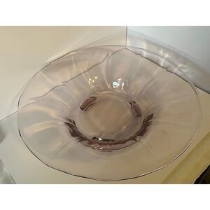 Dodecagon (12 sided) Pink Depression Glass Fruit Bowl on Footed Pedestal